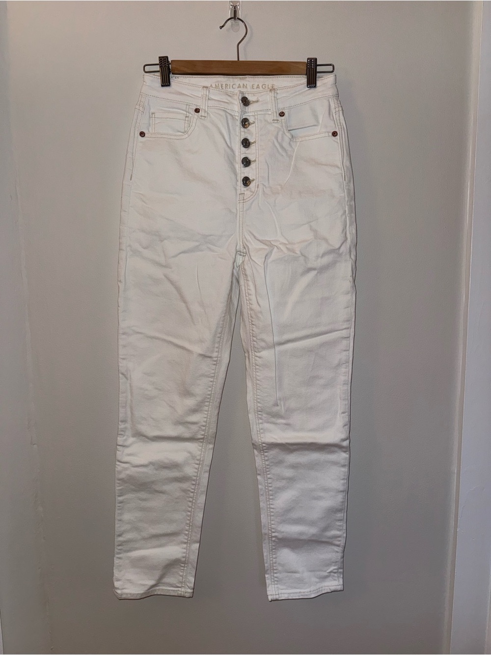 American Eagle Outfitters White Button-Fly Stretch Jeans